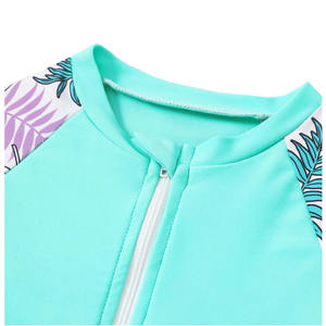 Maillot de bain une pièce à manches longues pour filles, protection UV, vêtements de surf, imprimé tropical personnalisé, vêtements de plage, maillot de bain - Product Image 3