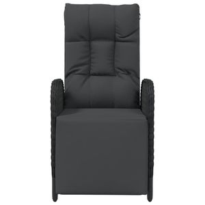 2pcs Poly <b>Rattan</b> Black Patio <b>Reclining</b> <b>Chair</b> with Cushions - Product Image 5