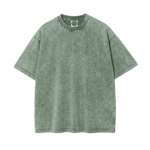 Men Olive Green <b>Acid</b> Wash T Shirt Premium Cotton Oversized <b>Drop</b> Shoulder Casual Street Fashion Tee Custom OEM Wholesale - Product Image 1