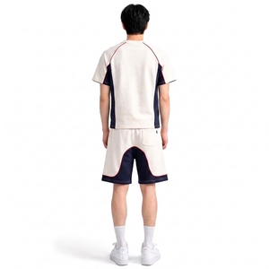 Conjunto de Camiseta y Pantalones Cortos para Hombre, de Secado Rápido, con Bloques de Color, Transpirable, 220GSM, Poliéster y Algodón, Tejido, Verano, Casual, Corte Regular, Personalizado - Product Image 2