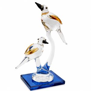 Crystal Glass Multicolor 04 Thirsty Birds Sitting On A <b>Tree</b> Branch Decorative Gifting Showpiece Multicolor 11 X 10 X 05 Cm. - Product Image 2