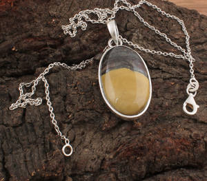 Collar con Colgante de Jaspe Natural, Plata de Ley 925, Estilo Vintage, Minimalista, Simple, Amuleto Unisex, Joyería Artesanal, Venta al por Mayor, Personalizado - Product Image 1