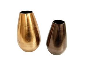 Pot de fleurs en aluminium, pot de fleurs vintage de luxe, personnalisé, rustique, doré, brun, texturé, vase en forme de larme, décoration pour la maison et le bureau - Product Image 1