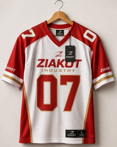 Venta al por Mayor Directa de ZIAKOT INDUSTRY, Jersey de Fútbol Americano Auténtico Personalizado en Rojo, Blanco y Dorado - Product Image 6