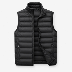 Gilet matelassé imperméable bordeaux pour homme Mego Industry, sans manches, style safari, à capuche, rembourré en polyester, coupe-vent, zippé, décontracté - Product Image 4