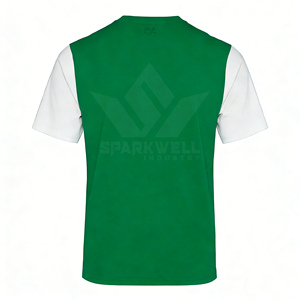 Maillot de football pour homme, bleu marine et blanc, col rond, manches courtes, polyester respirant, uniforme d'équipe personnalisé pour adulte - Product Image 4