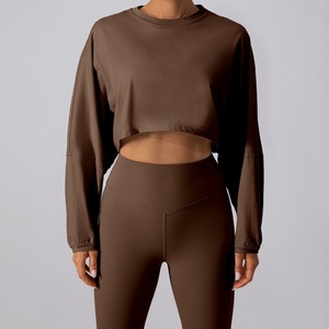 Ensemble de yoga pour femmes de qualité supérieure, dernier design, motif à carreaux personnalisé, taille avant respirante, Spandex/Nylon, 2 pièces, vente en gros - Product Image 2