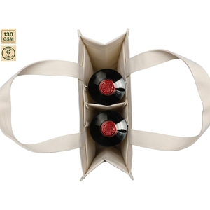 Sac cadeau en toile de coton pour bouteille de vin, emballage cadeau pour vin, 17x36x9,5 cm, logo personnalisé, vente en gros, OEM, marque privée, modèle SS502-2 - Product Image 3