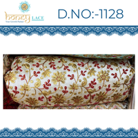 Tissu non tissé Fendy brodé respirant au toucher doux, 150 GSM, avec motifs floraux et perles élégantes, pour vêtements de mariage et accessoires de décoration intérieure