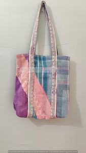 Sac fourre-tout en coton à panneaux de style bohème avec motif imprimé matelassé, sac de shopping réutilisable tendance, utilisable toute l'année - Product Image 3