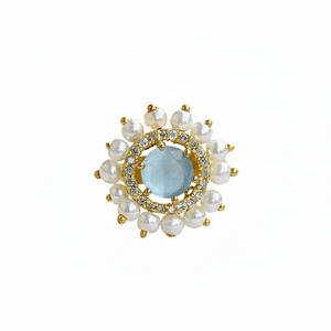Fabricantes y Exportadores de Anillos de Moda Hechos a Mano con Circonita Azul para Joyería de Moda en Latón de Alta Calidad - Product Image 1