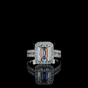 แหวนหมั้นเพชรโมอิสสีเงินโมอิสสี925แนววินเทจสำหรับผู้หญิงแหวนแต่งงานทำจากหินด้านข้างสวยงาม - Product Image 1