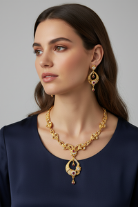 DIVYORO Juego de corona de halo de pavo real chapada en oro y cobre, joyería étnica de aniversario para mujer - Product Image 2