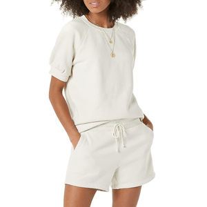 Conjunto Deportivo de Verano para Mujer con Logotipo Personalizado, Pantalón Corto por Encima de la Rodilla, Manga Corta, 100% Algodón, para Gimnasio y Fitness 2026 - Product Image 1