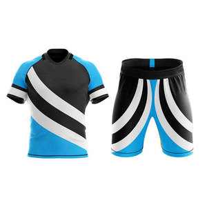 Conjuntos de Uniformes de Rugby Impresos, Transpirables, de Secado Rápido, Alta Calidad, 100% Poliéster, Colores y Tallas Personalizables con el Logotipo del Equipo, Deportivos - Product Image 1