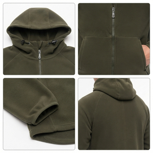 Veste à capuche zippée épaisse pour homme, style usé, en molleton de coton, écologique - Product Image 5