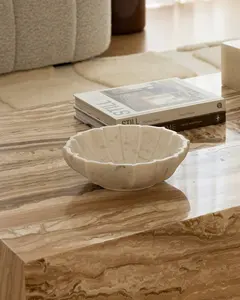 ชามหินอ่อนลายร่องขอบแกะสลัก ผลิตจากหินธรรมชาติ ขัดเงาให้เรียบเนียน - Product Image 4