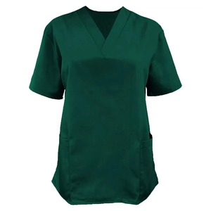 Unisex <b>Scrub</b> Top Short Sleeve V-Neck Lace-Up Front Pockets Hospital Uniform Twill Fabric Needle Detection 94% Polyester 6% - Product Image 3
