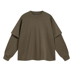 Camisetas personalizadas de streetwear de manga larga con serigrafía, 100% algodón, casuales, extragrandes, para hombre, con corte holgado. - Product Image 6