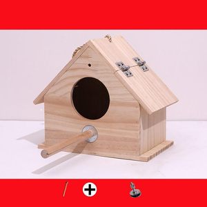 Comedero de Madera para Pájaros, Casa para Pájaros Pequeños con Diseño Colgante para Decoración de Jardín y Patio Exterior, Platos y Comederos para Mascotas - Product Image 5
