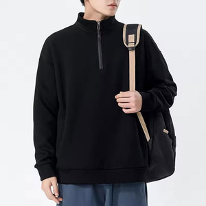 Econex Sports Men's Light Pink Quarter <b>Zip</b> French Terry Sweatshirt Stand Collar Solid Color Regular Fit Casual Long Sleeve - Product Image 5