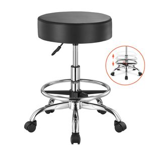 Silla Rodante de Cuero PU Engrosado con Altura Ajustable, Reposapiés y Ruedas, Capacidad de Peso de 450 LBS, Muebles de Salón - Product Image 1