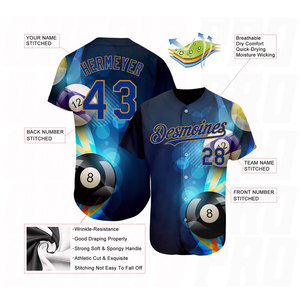 Camiseta de Béisbol Auténtica Personalizada con Diseño de Patrón 3D en Negro, Dorado Real y Dorado Viejo - Product Image 3