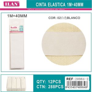 Fascia Elastica ILAN 1Mx40mm Bianca Per Cucito e Artigianato - Product Image 3