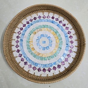 Bandeja de ratán de laca de perla madre de alta calidad de Vietnam bandeja de servicio elegante moderna hogar tamaño personalizado MDF madera mármol decorativo - Product Image 2