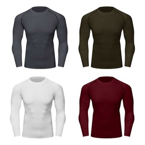 Men Full Sleeve Rash Guard Long Sleeve <b>Compression</b> <b>Shirt</b> Quick Dry Spandex Polyester White <b>Black</b> Gray Maroon Adult Size OEM ODM - Product Image 1