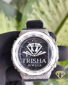 White Luxury <b>Wristwatch</b> Featuring Brilliant Moissanite Diamonds and Premium 925 Sterling Silver Craftsmanship - Product Image 3