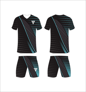 Custom Sublimated Blue Camouflage <b>Soccer</b> Jersey Set for Men V-Neck Short Sleeve Quick Dry Athletic Fit - Product Image 3