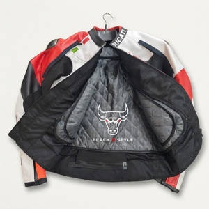 เสื้อแจ็คเก็ตหนังสำหรับขี่มอเตอร์ไซค์ Ducati Corse สำหรับผู้ชาย ระบายอากาศได้ดี แขนยาว สีแดง ขาว ดำ พร้อมอุปกรณ์ป้องกัน ชุดขี่มอเตอร์ไซค์ - Product Image 5