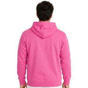 เสื้อฮู้ดผู้ชายสีชมพู ผ้าฟลีซ ทรงโอเวอร์ไซส์ สีพื้น สวมใส่สบายๆ สำหรับฤดูใบไม้ร่วง ผลิตจากผ้าฝ้าย 100% เป็นมิตรต่อสิ่งแวดล้อม ไม่หดตัว - Product Image 2