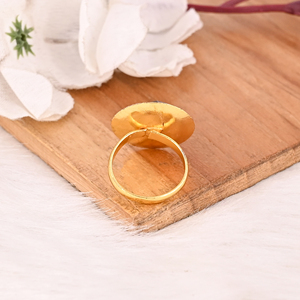 Stylish Gold Plated Hydro Brass Round Gemstone <b>Ring</b> with Collet Setting for <b>Women</b> - Product Image 5