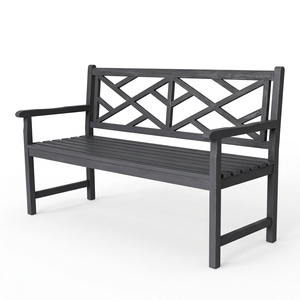 Kepang Outdoor Patio <b>Bench</b> Solid Teak <b>Wood</b> Grey Finish 2-Seater Traditional Design for Dining Model NAT153 - Product Image 2