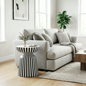 Wholesale Modern Minimalist Striped Design Aluminum Accent <b>Table</b> Luxury Round Metal Side <b>Table</b> for Living Room Home Hotel <b>Tables</b> - Product Image 3