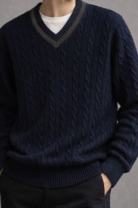 Men's 100% Cotton <b>Cardigan</b> <b>Sweater</b> Soft Warm Breathable Quick Dry V Neck Button Front OEM ODM Manufacturer Wholesale Supplier - Product Image 3