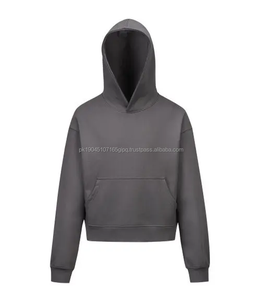 Pull-over surdimensionné personnalisé pour femmes Sweat à capuche court de haute qualité en mélange de coton rose Sweatshirts à capuche et sweat-shirts personnalisés et bon marché pour femmes - Product Image 4