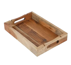 Plateau alimentaire en bois d'acacia de forme personnalisée, élégant, artisanal, rectangulaire, rond, carré, plateau de service en bois, plateau de service alimentaire pour mariage - Product Image 6