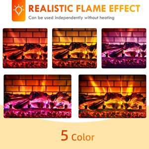 Chimenea Eléctrica Negra de 1500W con Calefactor Infrarrojo, Llama Realista y Temperatura Ajustable - Product Image 4