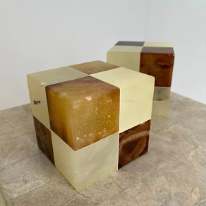 Serre-livres en forme de cube en marbre naturel, décoration de luxe pour la maison et le bureau, organisateur de bureau moderne, idée cadeau - Product Image 1