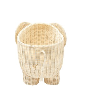 Elephant Rattan Storage Basket Woven Animal Shaped Toy Organizer <b>Bin</b> Cute Safari Nursery Hamper Natural <b>Wicker</b> - Product Image 3