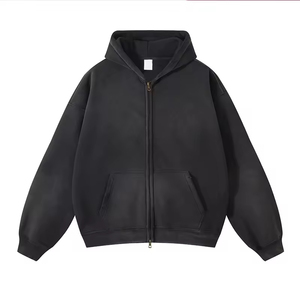 Mens Oversized Hooded Zip-Up Sweatshirt Solid Color Fleece Casual Winter Wear Regular Fit Pocket <b>Design</b> Eco-Friendly Windproof - Product Image 3