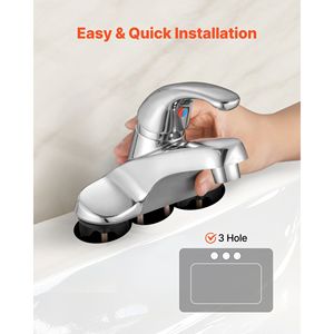 Grifo Monomando Cromado Plateado para Lavabo con Desagüe, 3 Orificios, para Baño y Cocina - Product Image 5