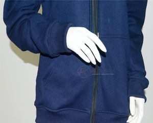เสื้อฮู้ดผ้าฟลีซคอตตอน 100% สีกรมท่าเข้มสำหรับผู้หญิง แบรนด์ Custom Sportswear ระบายอากาศได้ดี แขนยาว สวมใส่สบาย เหมาะสำหรับฤดูหนาว - Product Image 3