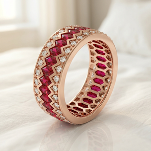 Rizta Jewel 14kt Rose Gold Lab Grown Diamond & Diamond Women's Luxury Finger <b>Ring</b> - Product Image 3