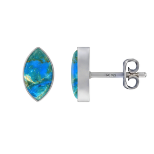 Premium 925 Silver Peruvian <b>Opal</b> Gemstone Pear Marquise Oval Cab Butterfly Lock <b>Stud</b> <b>Earrings</b> Bezel Setting Wedding Party Gift - Product Image 1