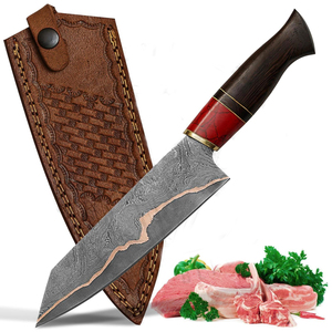 Premium Copper Damascus Steel Chef <b>Knife</b> Handmade <b>Kitchen</b> <b>Knife</b> with Turquoise Handle Leather Sheath Ideal Gift OEM - Product Image 1