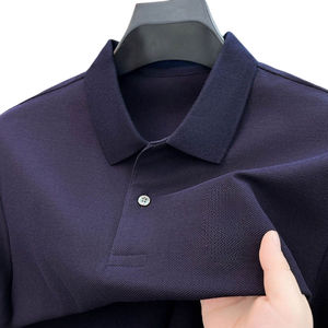 Polo à manches courtes gris foncé pour homme, coupe classique, en coton tricoté, décontracté, respirant, couleur unie, col classique - Product Image 6